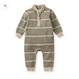 NWT - Burt's Bees Holland Stripe Infant Jumpsuit - Tranquility